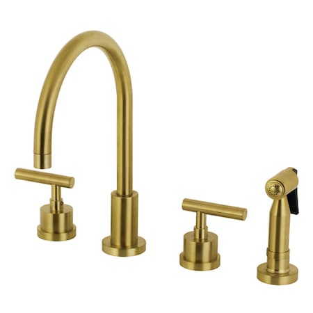 Manhattan 8 Widespread Kitchen Faucet W/Brass Sprayer,Brass
